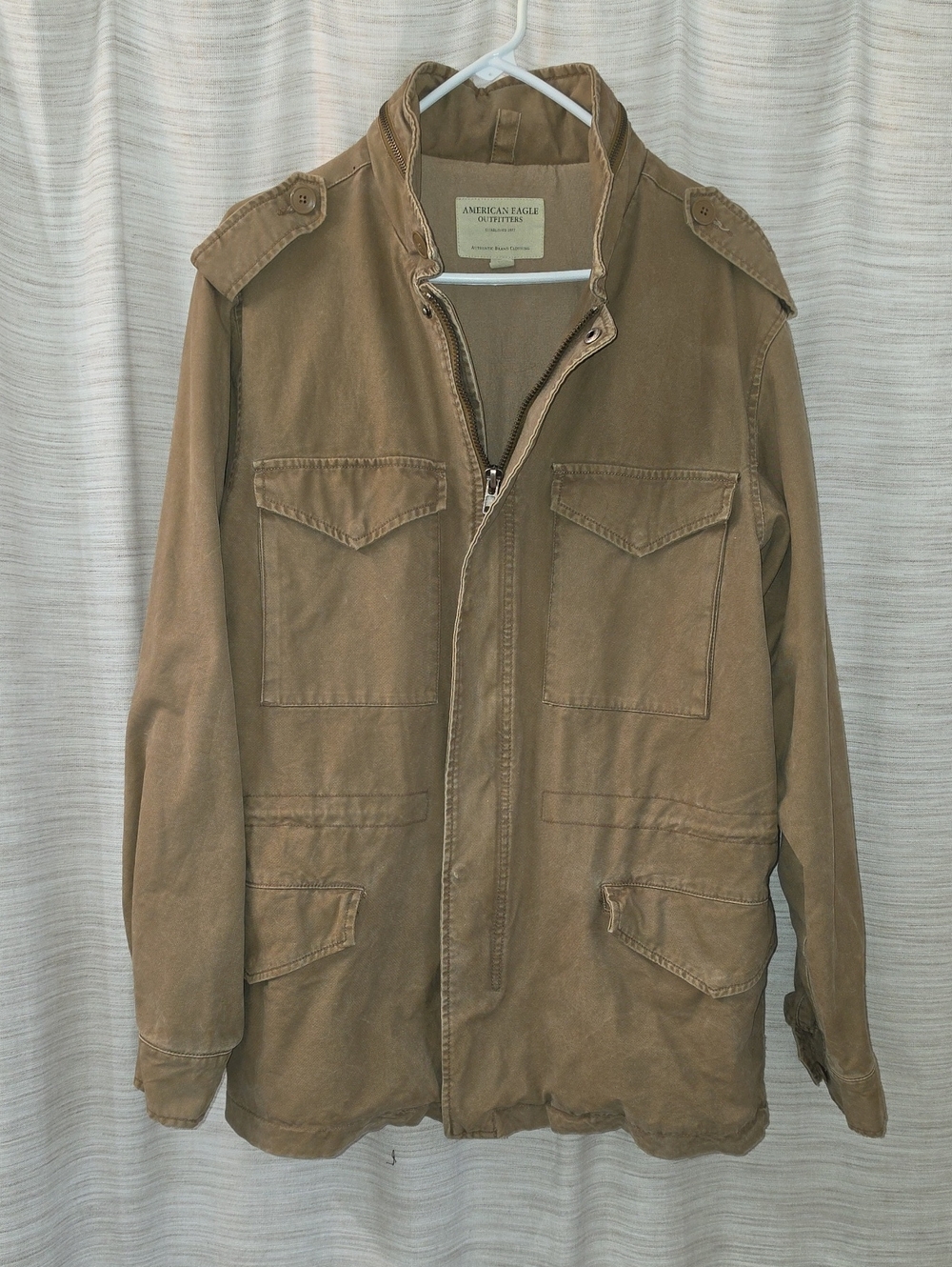 Vintage American Eagle Men’s Large Canvas M65 Military Field Jacket Khaki Heavy